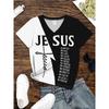 Full Body Printed Breathable V-neck Short-sleeved Faith T-shirt