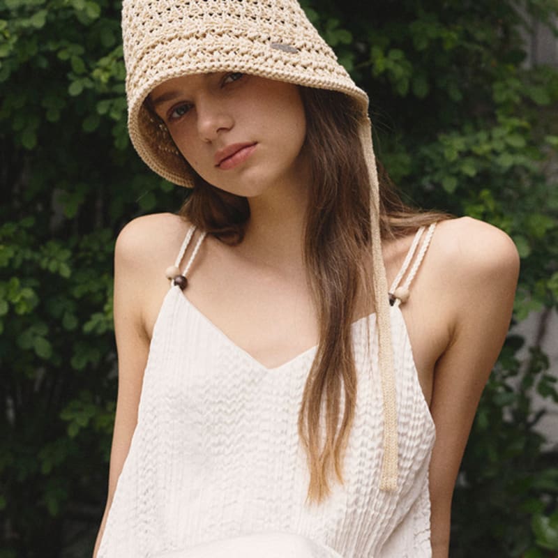 

Marchen Sylo strap bonnet hat_3color black