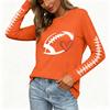 Women's Fashion Rugby Print Long Sleeve Neck Top with Side Slit Hem