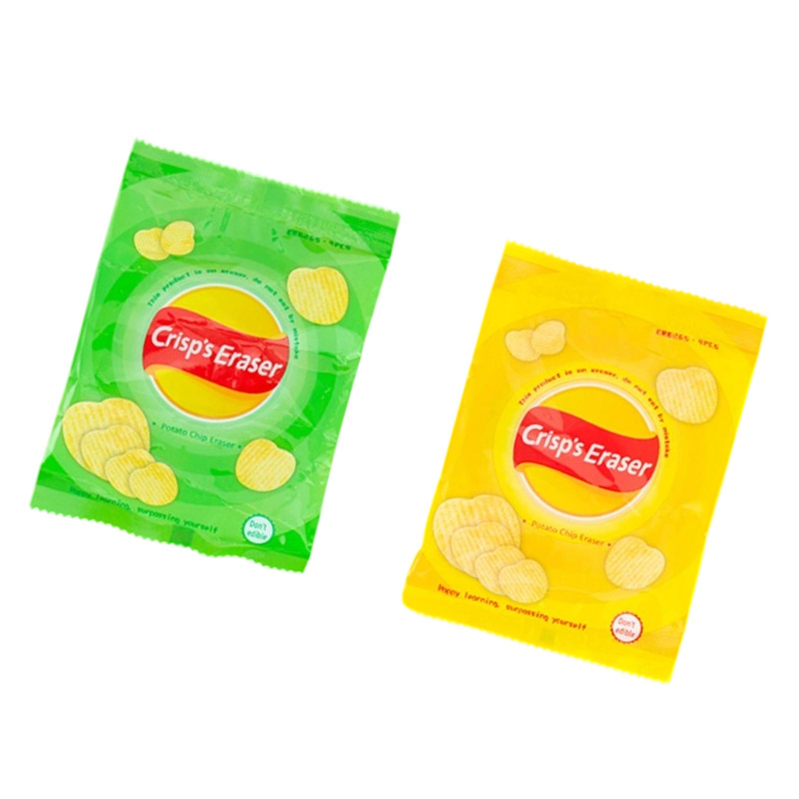 

8 ШТ. Реалистичные ластики в форме картофельных чипсов. Забавные ластики в форме чипсов. Резиновые ластики для письма для детей, школьные принадлежности для студентов.