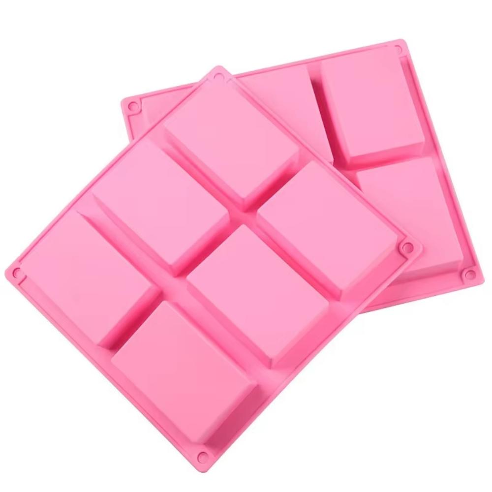 Square soap mold, 6-compartment non-stick silicone brownie pan, square mold, square silicone mold chocolate, cupcake, corn bread