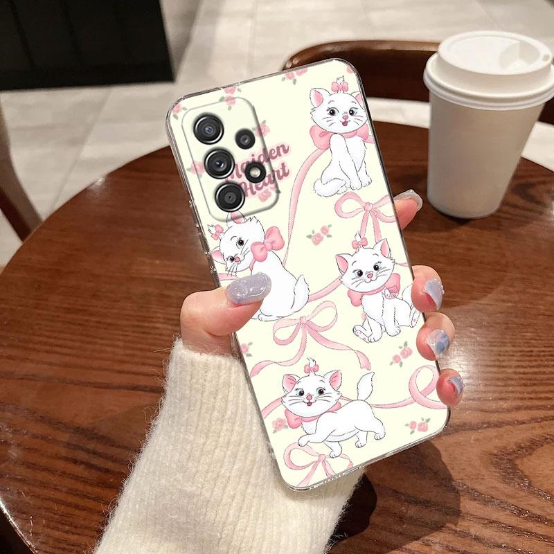 Clear Case For Samsung Galaxy A57 A37 A56 5G A36 Cases A55 A54 A35 A26 A07 A17 A16 A06 A34 A15 Cover Pink Fantasy Cute Marie Cat