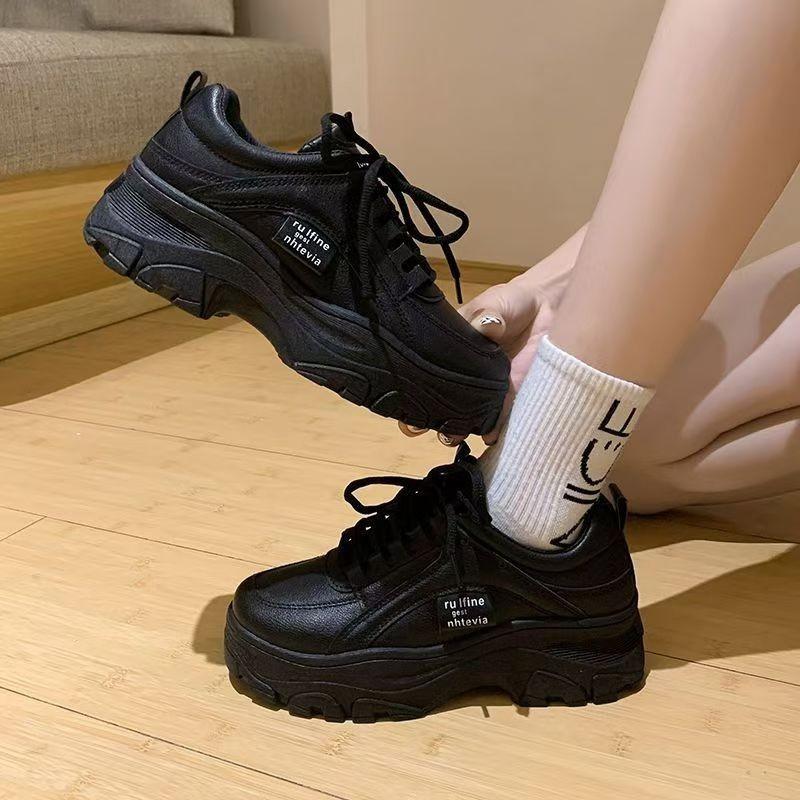 Muffin shoes spring new fashion solid color sports little white shoes thick sole heightening casual women's shoes