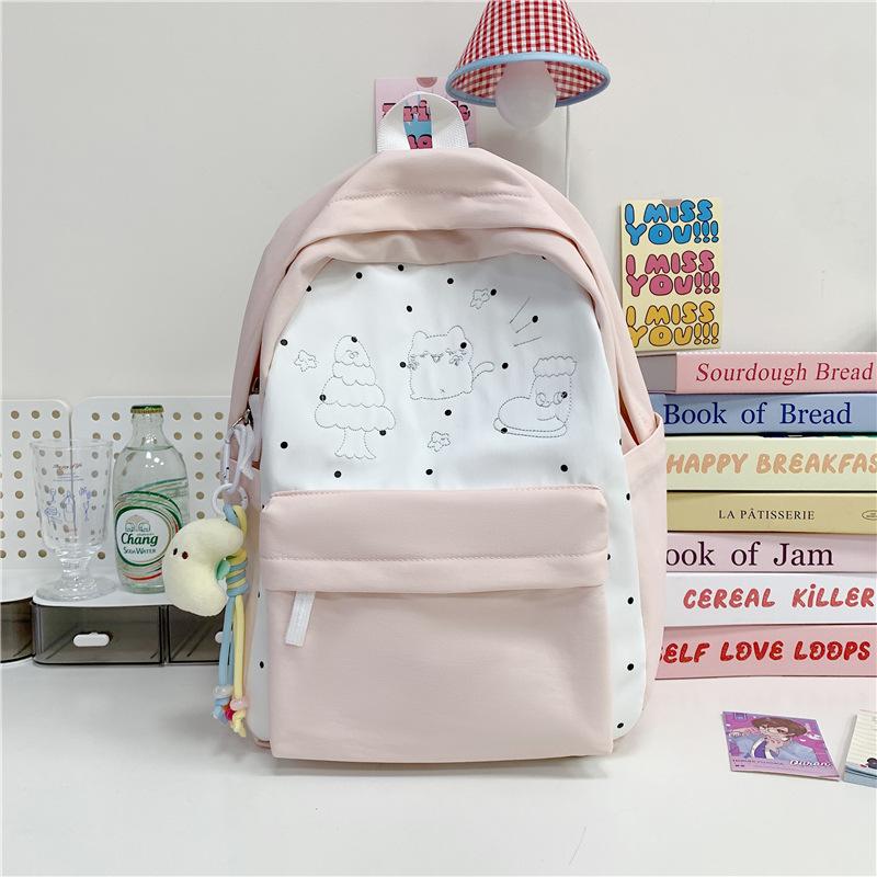 Cute campus schoolbag for girls Junior high school students Korean version Versatile large-capacity computer backpack Casual college student backpack