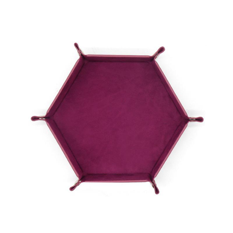 Hexagonal Velvet Dice Tray: Portable, Foldable PU Storage for Tabletop Games