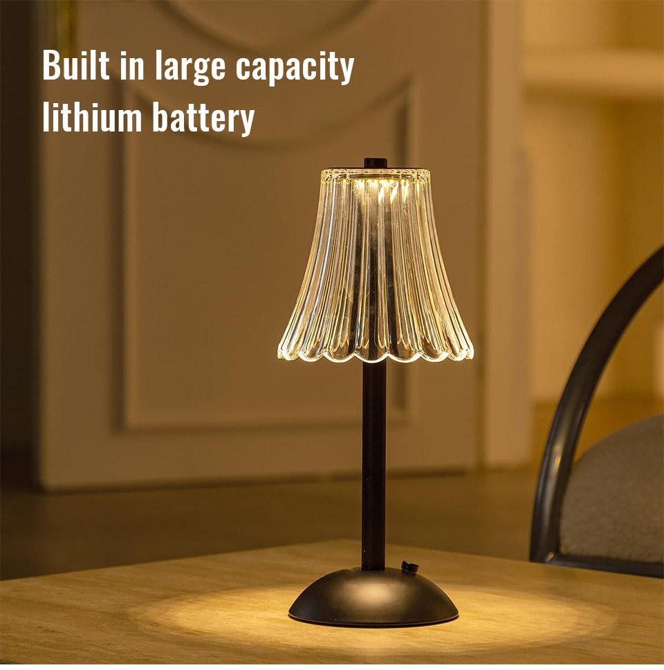 Crystal Retro Table Lamp USB Rechargeable Touch Sensor Atmosphere Lamp Rechargeable Dimming LED Light Bar Hotel Bedside