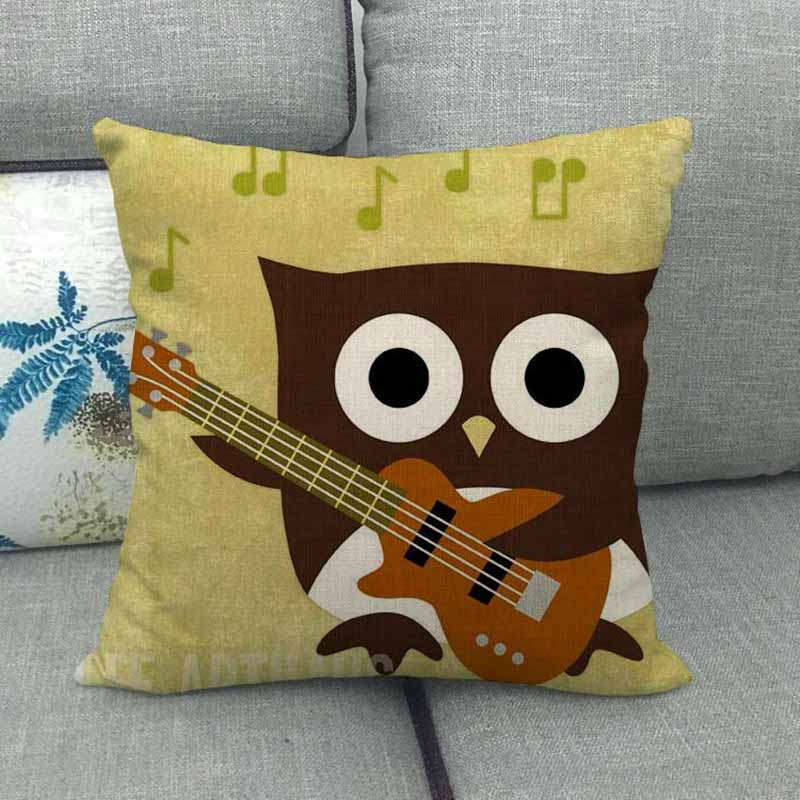 Cartoon Owl Series Digital Printing Short Plush Pillow Covers Decorative for Car Sofa Office Cushion Cover Home Goods