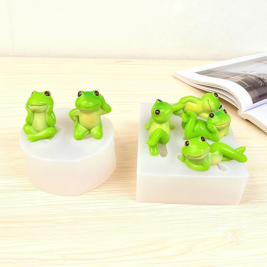 Creative DIY Cartoon Funny Frog Silicone Molds 3d 4-hole Frog Fondant Candy Chocolate Mould DIY Plaster Epoxy Resin Mold Cake Decor