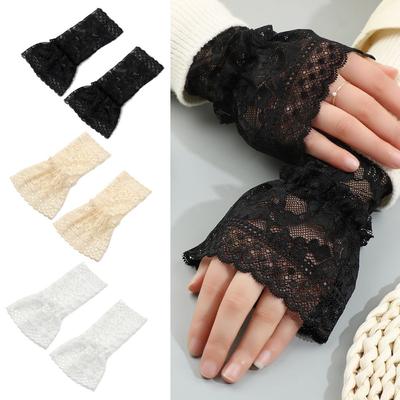 Sweater Decorative Arm Cover Fake Sleeve Ruffles Elbow Sleeve Lace Cuffs Detachable Sleeve Cuffs