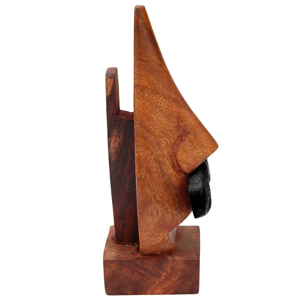 Rosewood Wooden Brown Handcrafted Nose Shaped Goggle Spectacle/Specs Eyeglass Holder Stand with Black Moustache