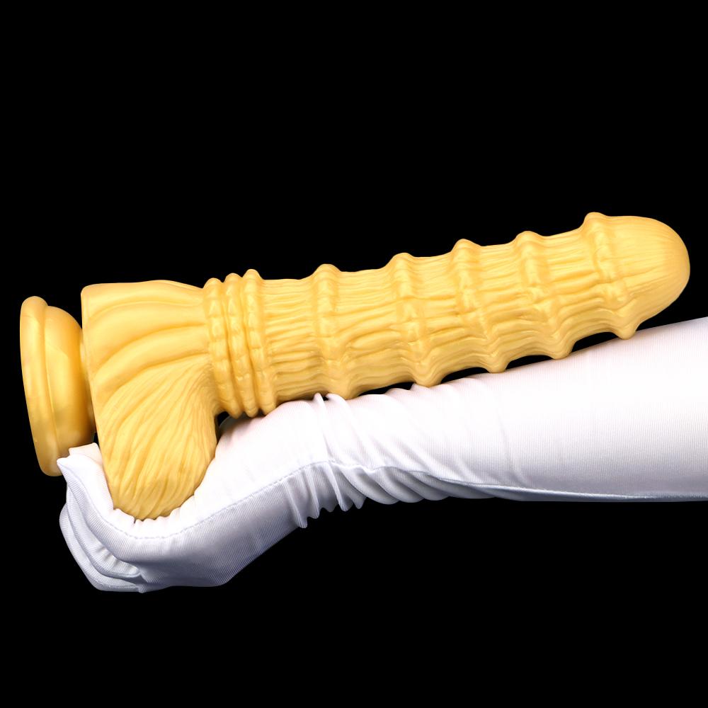 Golden Horse Dildo Silicone Soft Anal Plug Masturbator Strap on Penis Sex Toys Big Dick Realistic Cock Fisting Slave BDSM