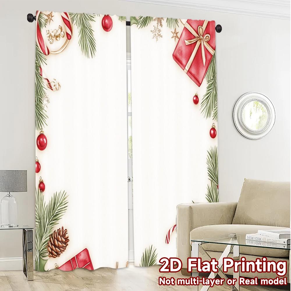 2pcs,Curtains Christmas Ornaments Festive Gifts Festive Modern Creative Curtains Polyester Easy Install Curtains Festive for