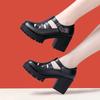 8cm Small Size 32-43 Close Head Genuine Leather Shoes Chunky Platform Sandals 2025 Block High Heels Gladiator Sandals Office Mom