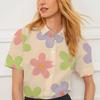 Short-sleeved shirt summer lapel women's tops flower pattern design suitable for going out casual women's fashion