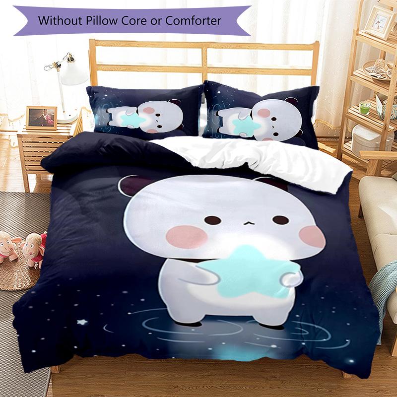 3pcs Bubu and Dudu2 Pattern Bedding Set Duvet Cover Set Includes Duvet Cover &pillowcases, Perfect All Season Bedroom Decoration & Gift