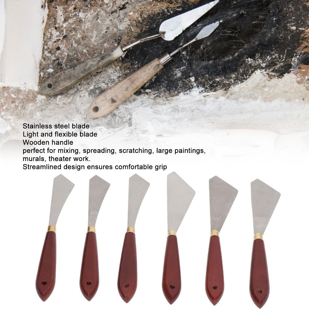6PCS Flexible Blade Performance Oil Painting Spatula Set Color Mixing Knives Texture Layering