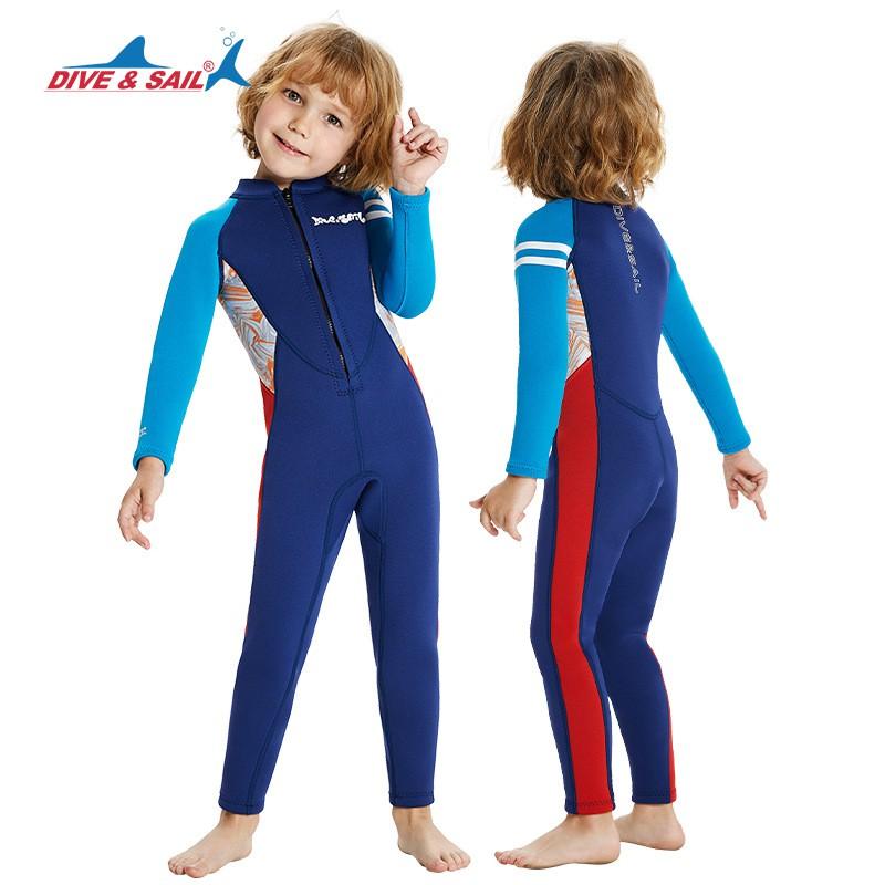 2.5MM Kids Wetsuit Long Sleeve Thermal Swimsuit Diving Snorkeling Surfing