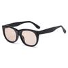 Retro large frame brown sunglasses women's street shot round face concave shape anti-ultraviolet advanced sunglasses s