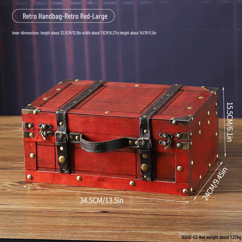 Vintage Distressed Wooden Suitcase Storage Box - Antique Style Photography Prop & Decoration