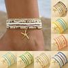 6pcs Stretch Beach Rice Beads Elastic Anklet Multilayer Anklet Set New Beach Jewelry