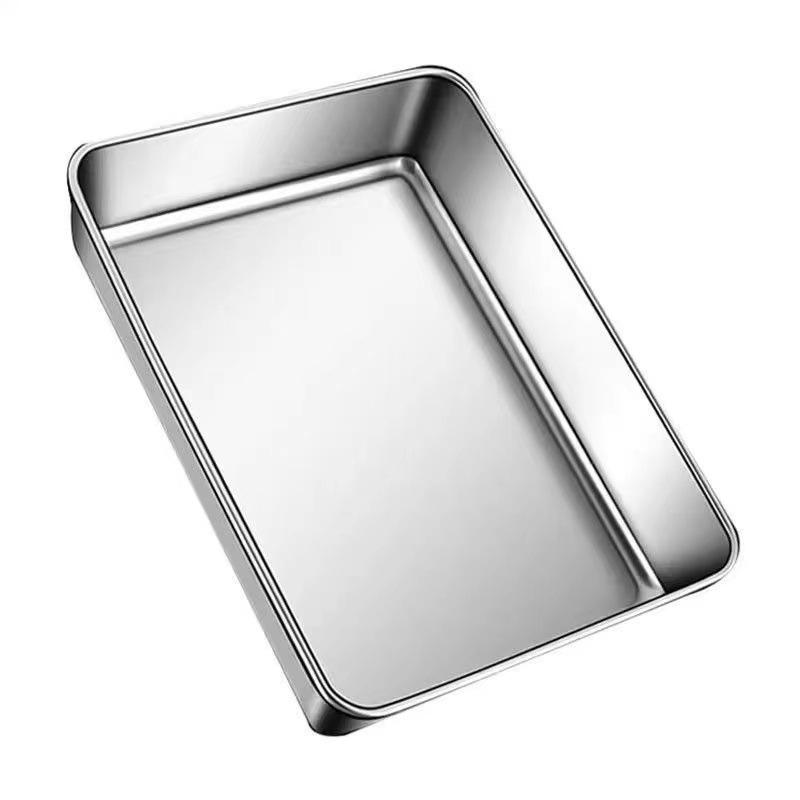 

5pcs Stainless Steel Rectangle Tray Large Capacity Metal Food Serving Plate Rice Noodle Pan Home Lunch Bento Dishes Storage Organizer