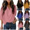 Women's Casual Color Pleated Hanging V-neck Flared Sleeve Loose Shirt Top