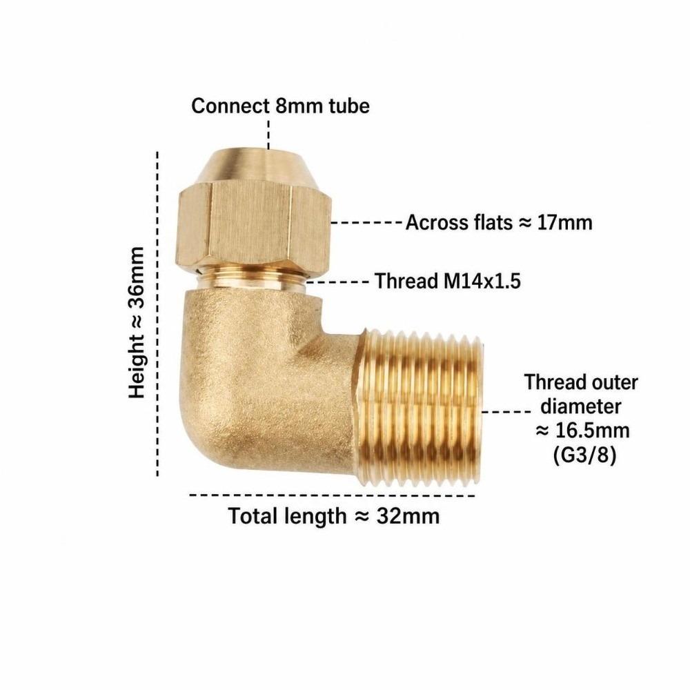 90 Degree Male Flare Fitting Male Thread Copper Tubing Easy Install Pipe Elbow  Hydraulic Line