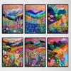 Colorful Abstract Landscape Mountain Floral Scenery Posters Prints Canvas Painting Wall Art Pictures for Living Room Home Decor