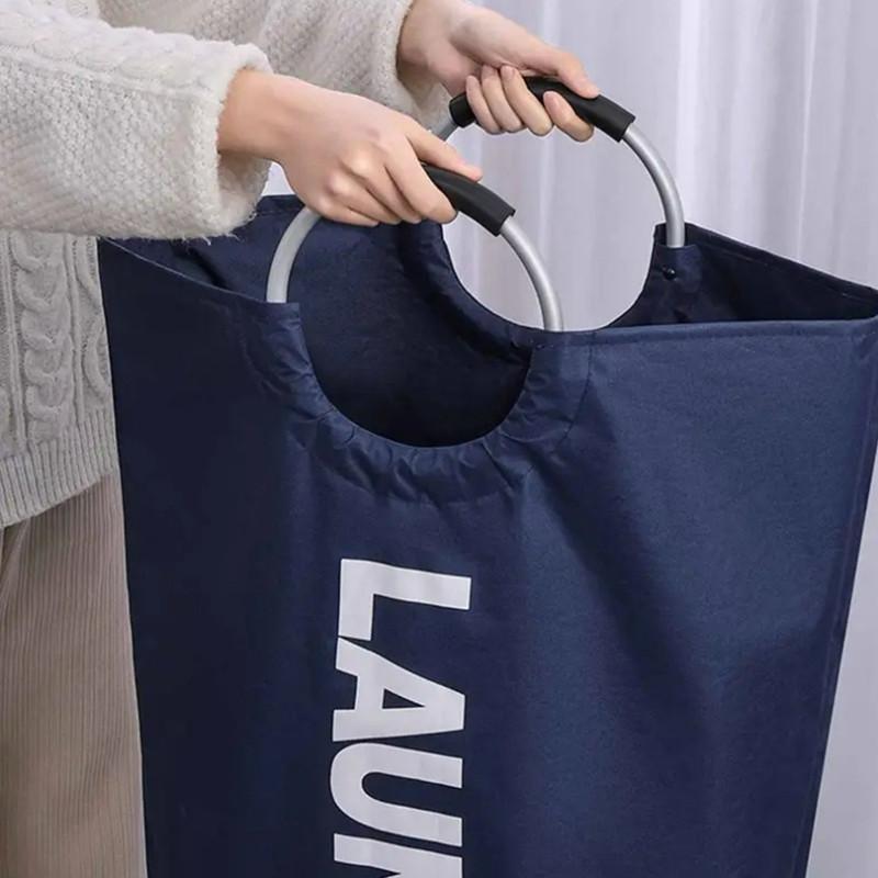 1pc Extra-Large Laundry Basket with Padded Handle - Foldable, Multi-Purpose Storage for Bathroom, Laundry Room, Balcony & Dorms