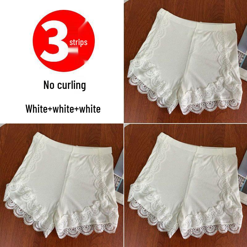 Women's Summer Lace Trim Anti-Exposure Ice Silk Safety Shorts