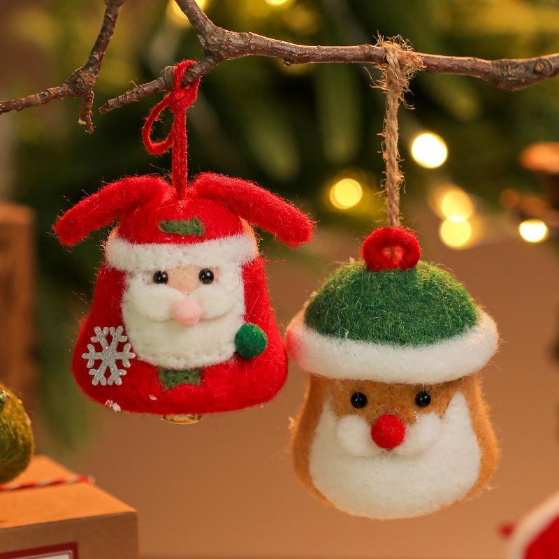 1/6Pcs Christmas Decoration Wool Felting Plush Christmas Bell Jingle Bell 2026 Xmatree Hanging Pendant Party Decor