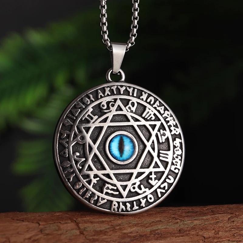 European and American Popular Titanium Steel Solomon Magic Amulet Pendant Fashion Stainless Steel Seven Angel Guardian Necklace