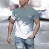 New men's T-shirt casual round neck breathable top fashionable color contrast printed men's T-shirt fun 3D T-shirt street fashio