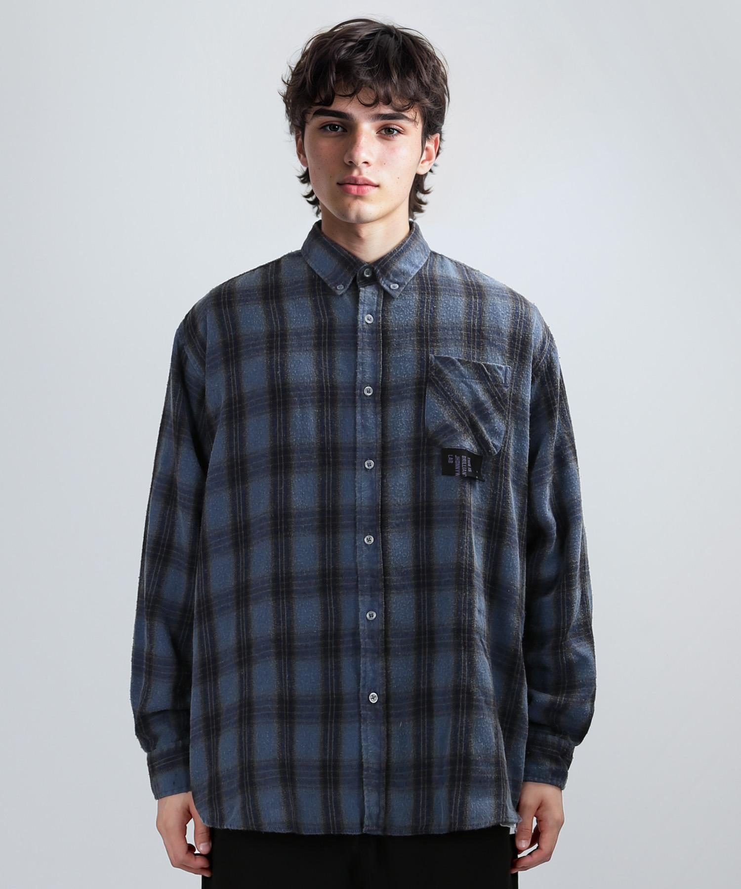 Johnny West Wooltan Dye Check Shirts (Navy.Dye) 48