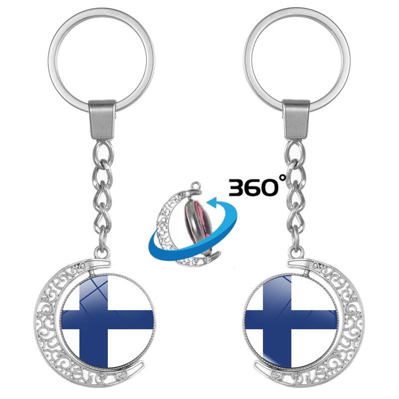 NATO Countries Double-Sided Rotatable Flag Keychain Pendant - USA, Germany, France