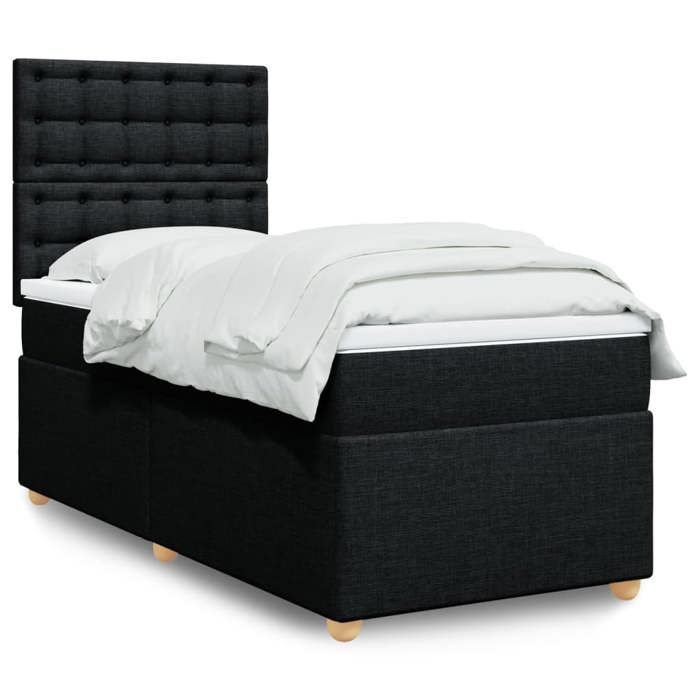 Maison Exclusive - Sommier à lattes de lit et matelas Noir 80x200 cm Tissu