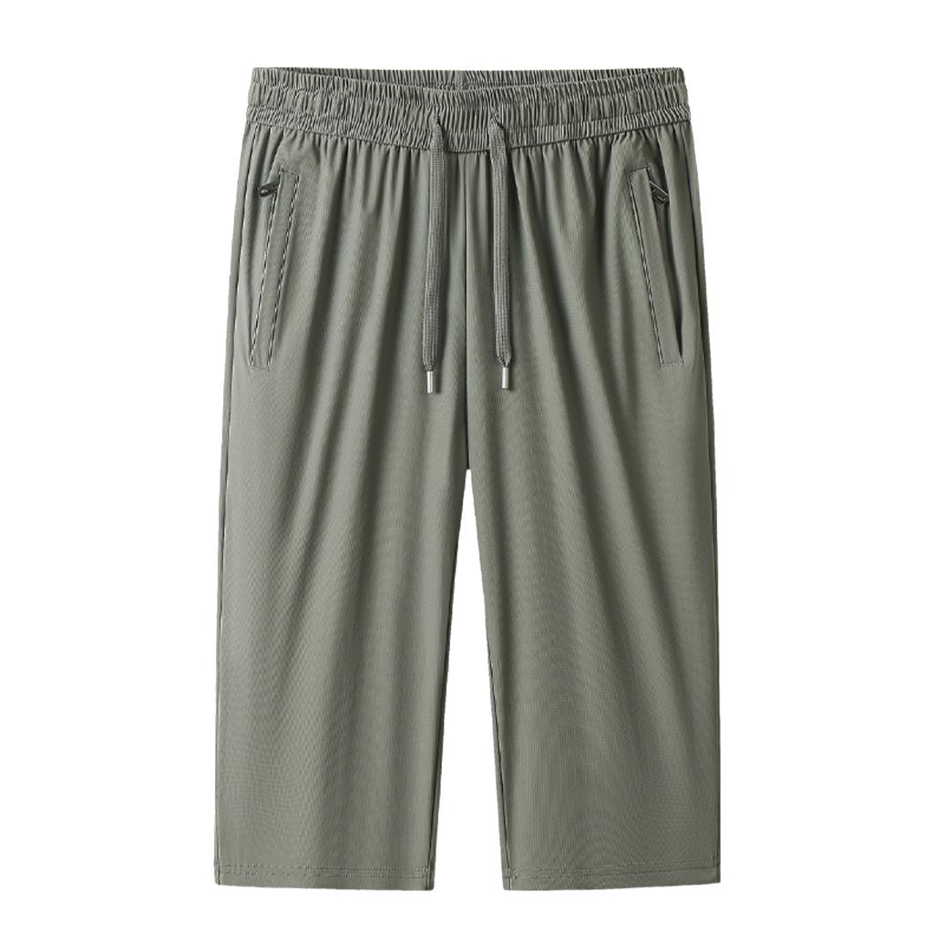 Men Loose Fit Lightweight Breathable Quick Dry Sports Capri Shorts with Elastic Waistband and Zipper Pockets for Outdoor Activities