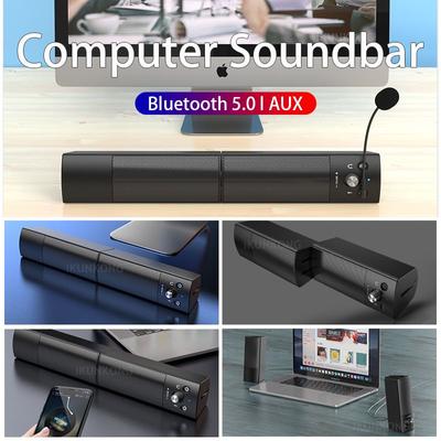 Altavoz de Ordenador Inalámbrico con Micrófono - Conectividad Bluetooth, Reproducción AUX y USB, Altavoz Pequeño con Subwoofer de Escritorio