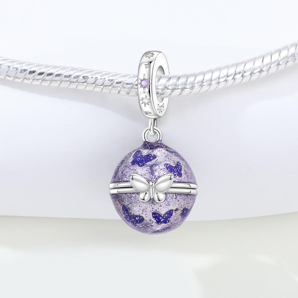 Orstarry 925 Silver Purple Butterfly Love Planet Beads Charm Bracelet DIY Jewelry Trendy Gifts for Party