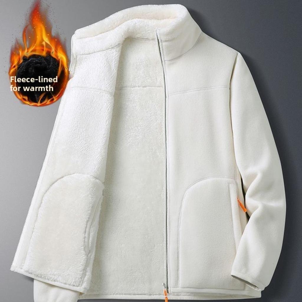 Διπλής όψης τζάκετ από κοραλλιογενές φλις σε στυλ ζευγαριού για άνδρες και γυναίκες, χειμερινό βαμβακερό τζάκετ για ζεστασιά, πανωφόρι για μέσα και έξω, τοπ