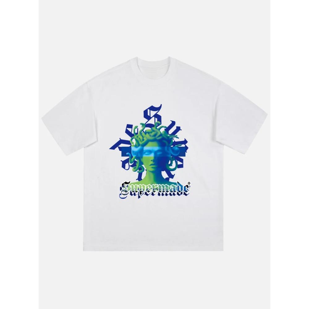 Medusa Vintage Graphic Cotton T-shirt Unisex Women Men Print Summer Fashion Big Size Top Casual Short Sleeve Classic Tee
