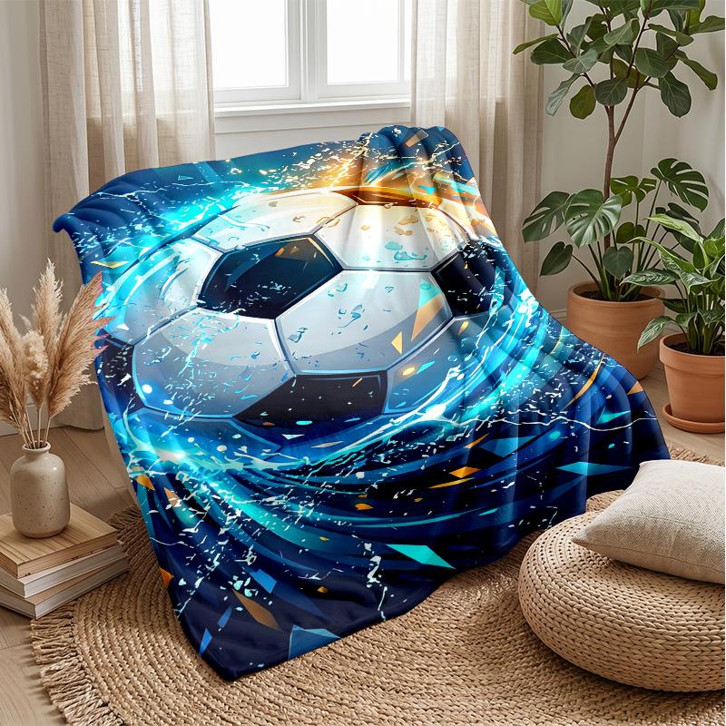 Soccer Ball in Flames 3 Theme blanket Lightweight Warm Flannel Blanket Decorative Throw Blanket for Home Decoration