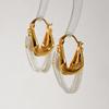 Fashion Chain Tassel Earrings Gold And Silver Color Contrast Temperament Retro Women Accessories