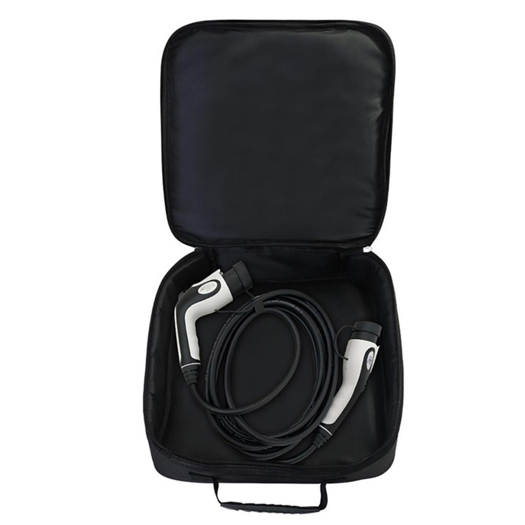 Car Charge Cable Bag 600D Oxford Cloth Car Charger Round Storage Bags Flame Retardant Large Capacity for Outdoor Activity