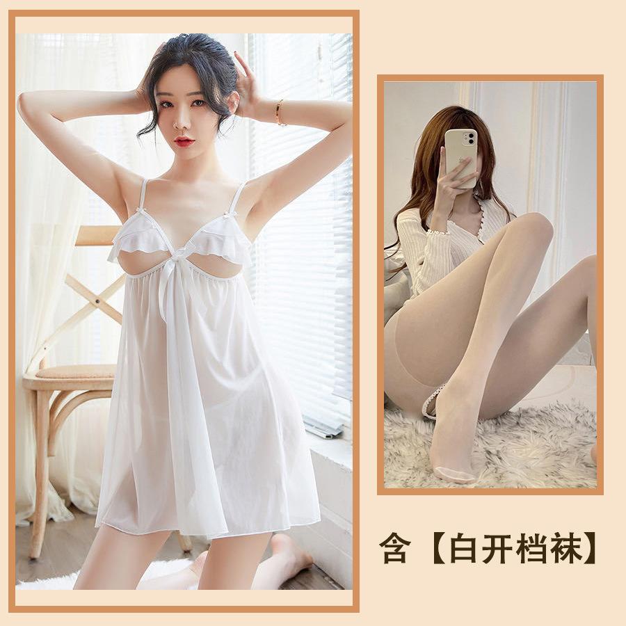 Sexy Unterwäsche, sexy Spitzen-Netz-Strapsgürtel, durchsichtiges Nachthemd, transparente Schlafkleidung, Tüll-Milch-Loungewear