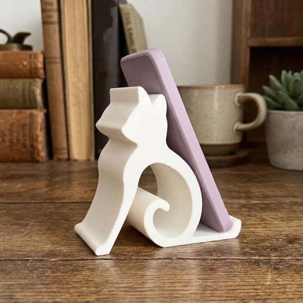 3D Printed Cute Kitten Phone Stand Cat Shaped Desktop Tablet Holder Small Gifts