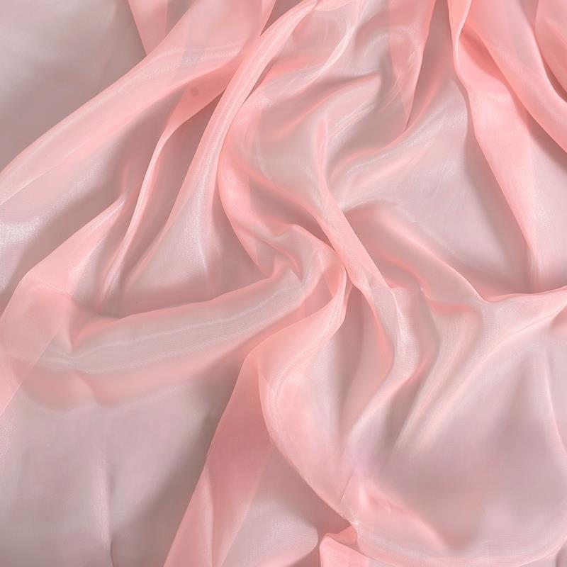 Shimmering satin encrypted solid color organza fabric suitable for wedding dresses formal gowns and designer clothing fabrics