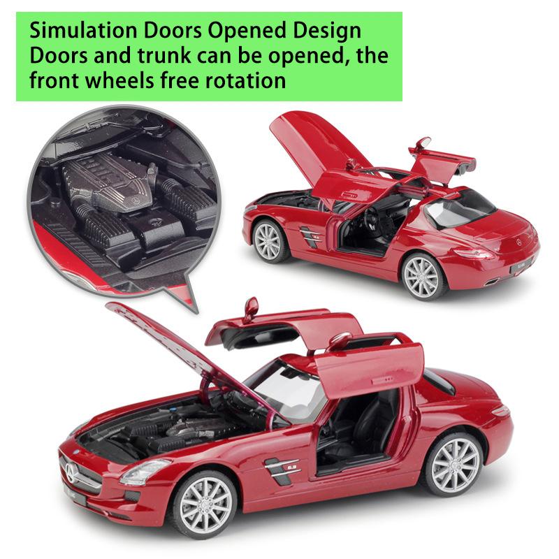 1/24 WELLY Mercedes Benz SLS AMG Sports Car Alloy Model Toy Diecast Model Simulation Car Decoration Boy Collection Gift