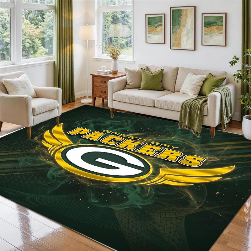Green Bay Packers Design Kristall-Samt Teppich Weiche Dekorationsmatte für Schlafzimmer Eingang