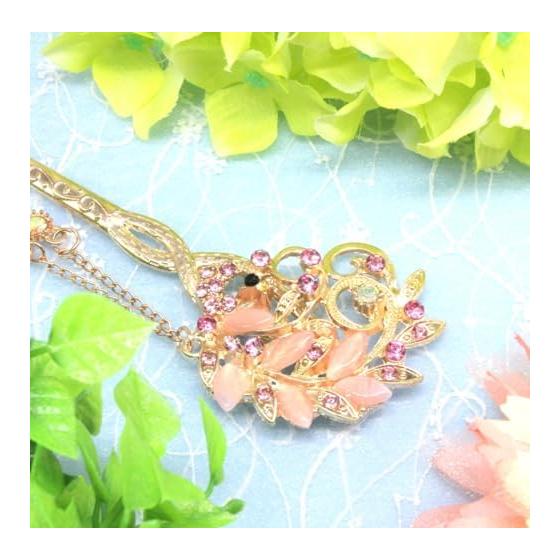 Miaomyao Hairpin, Antique Metal Peacock Hair Accessory, Pink Gold, for Kimono, Yukata, Formal Wear, and Casual Styles